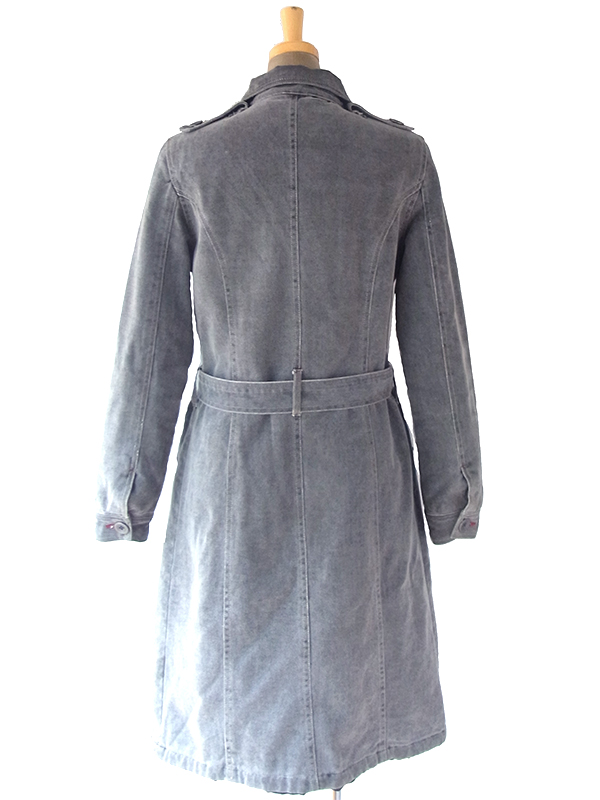 ヨーロッパ古着 ロンドン買い付け グレイ X ポケットがたくさん 共布ベルト付き ジップアップ  コート 06UK167