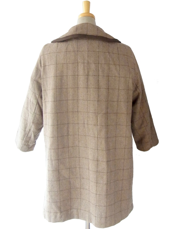 ヨーロッパ古着 ロンドン買い付け ライトブラウン X ダークブラウン チェック柄 ヴィンテージ ウールコート 09UK1278