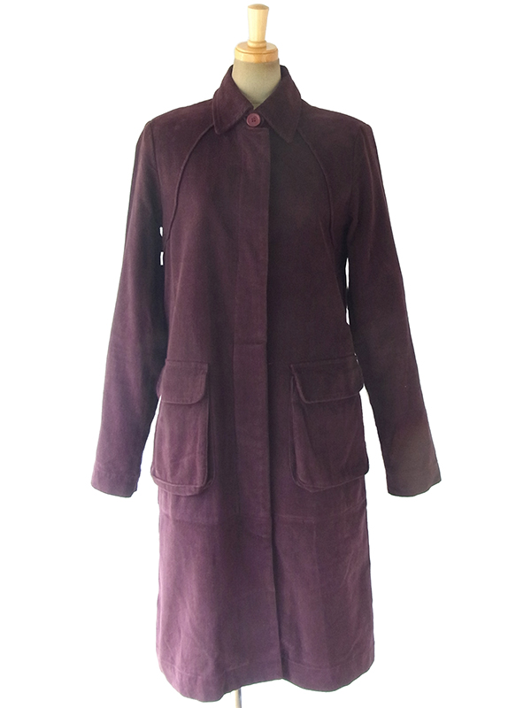 ヨーロッパ古着 ロンドン買い付け 60年代製 バーガンディー X コーデュロイ  コート 09UK1428