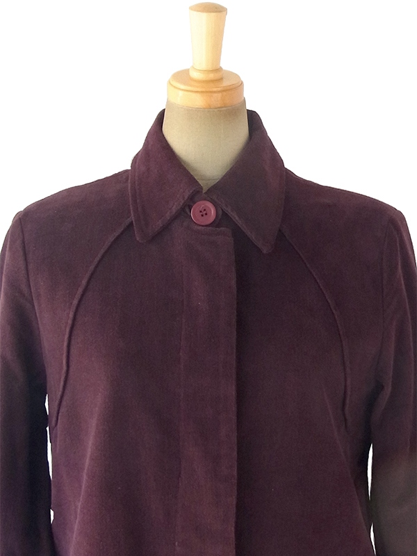 ヨーロッパ古着 ロンドン買い付け 60年代製 バーガンディー X コーデュロイ  コート 09UK1428