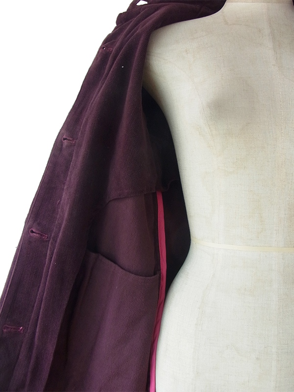 ヨーロッパ古着 ロンドン買い付け 60年代製 バーガンディー X コーデュロイ  コート 09UK1428