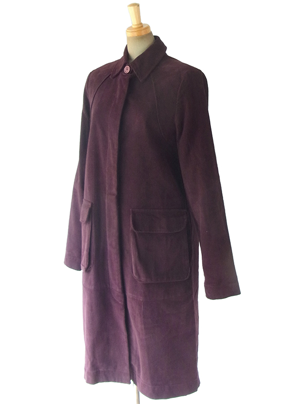 ヨーロッパ古着 ロンドン買い付け 60年代製 バーガンディー X コーデュロイ  コート 09UK1428