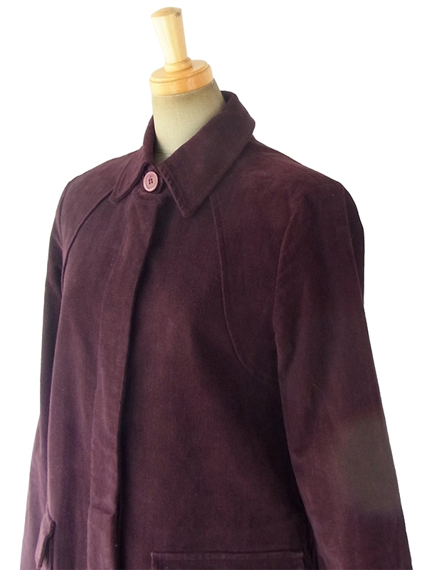 ヨーロッパ古着 ロンドン買い付け 60年代製 バーガンディー X コーデュロイ  コート 09UK1428