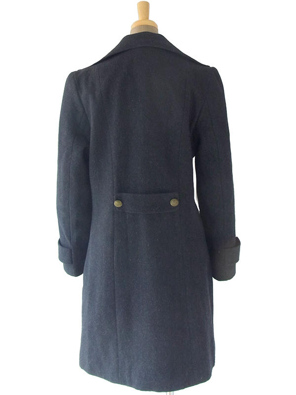 ヨーロッパ古着 ロンドン買い付け ブラック X ゴールド デザインボタン ヴィンテージ  ウール コート 09UK1512