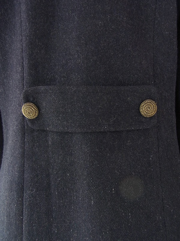 ヨーロッパ古着 ロンドン買い付け ブラック X ゴールド デザインボタン ヴィンテージ  ウール コート 09UK1512