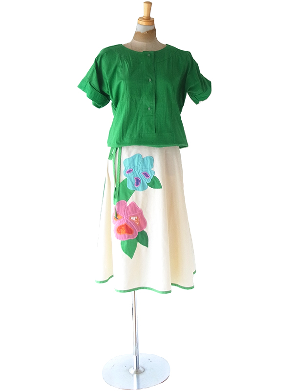 vintage 70s カラフル ロングスカート 70～80s F.A.D long skirt made in USA エジプト柄ロング