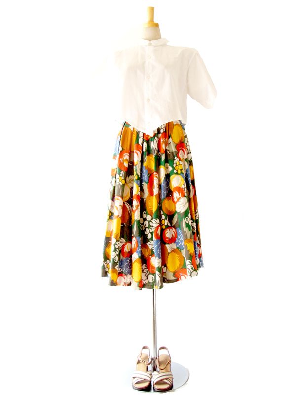 【ヨーロッパ古着】ロンドン買い付け カラフル フルーツ柄 ヴィンテージスカート : 09UK464【美品】
