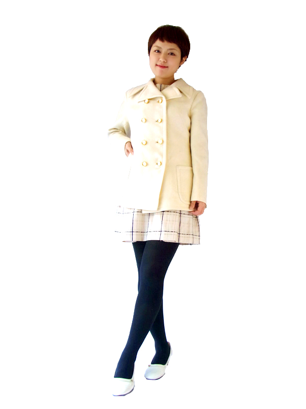 ロンドン買い付け　ヴィンテージ　アイボリー ウール　コート:古着 12BS319