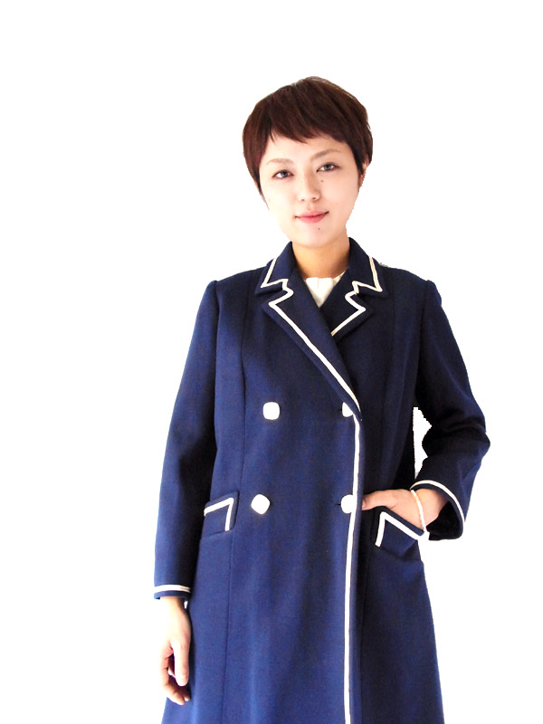 美しいロイヤルブルーのエレガントなライン♪映画に出てきそうなフランス買付けウールコート