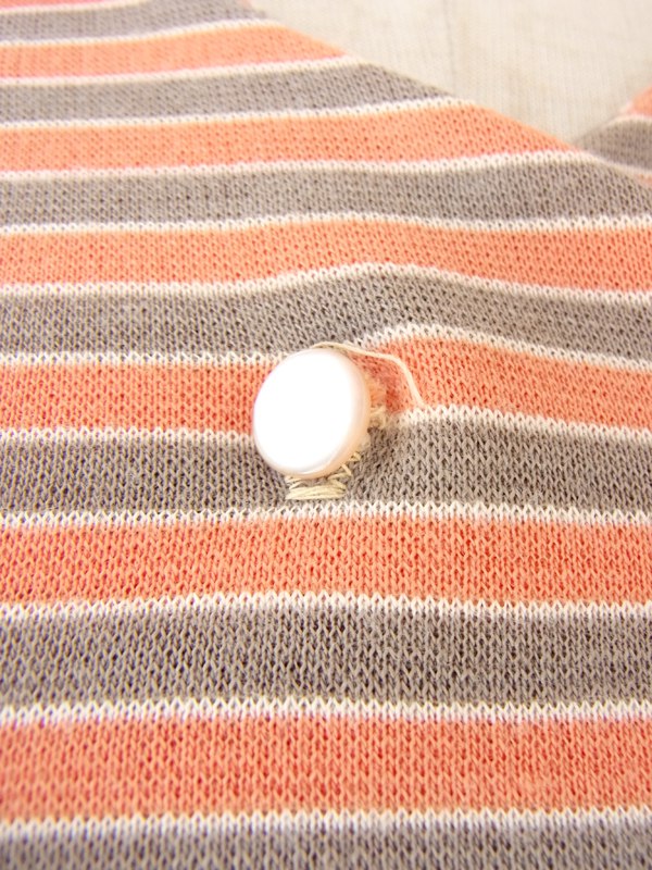 ヨーロッパ古着 ロンドン買い付け 60年代製 オレンジ X グレイ 淡い色合いのボーダー ヴィンテージ ワンピース 13BS200