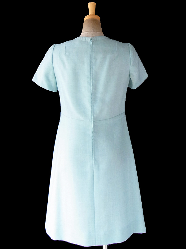送料無料 フランス買い付け 60年代製 水色 ジャケット ワンピース セットアップ 13fc105 ヨーロッパ古着
