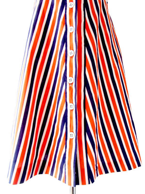 ヨーロッパ古着　フランス買い付け　トリコロール　ドット X ストライプ　60年代製　ヴィンテージ ワンピース :　13FC200