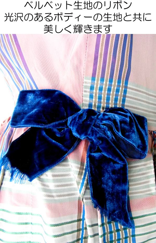 ヨーロッパ古着 フランス買い付け グリーン X ホワイト水玉　パフスリーブ コーデュロイワンピース 13FC606