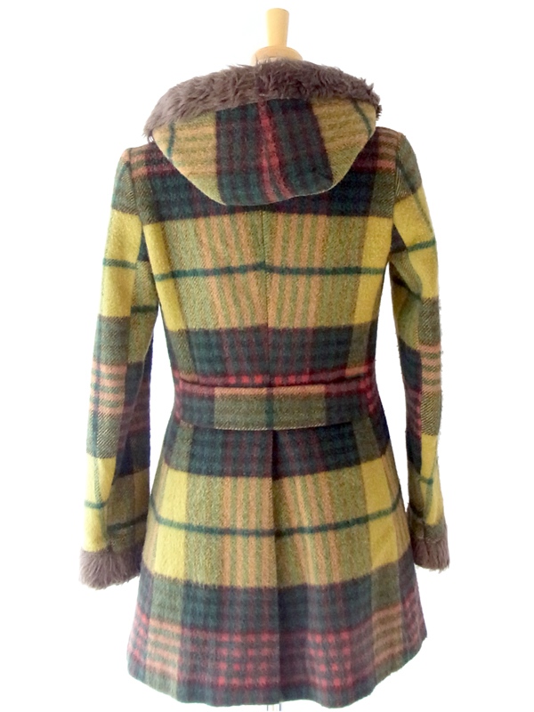 ヨーロッパ古着 フランス買い付け グリーン X ホワイト水玉　パフスリーブ コーデュロイワンピース 13FC606