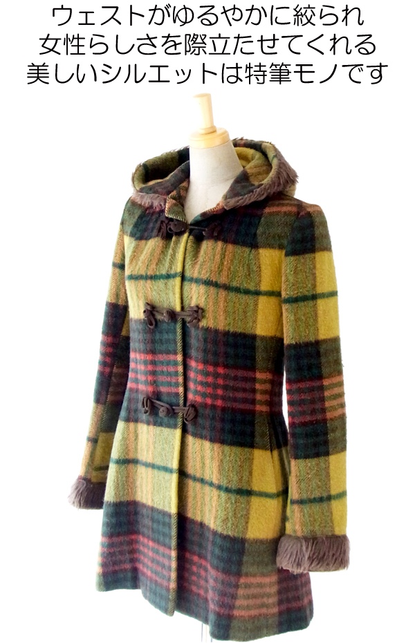 ヨーロッパ古着 フランス買い付け グリーン X ホワイト水玉　パフスリーブ コーデュロイワンピース 13FC606