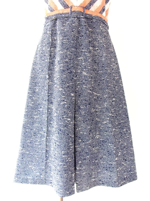 ヨーロッパ古着 ６０年代フランス製 オレンジ・ホワイト・ネイビー &times; バイヤスデザイン ヴィンテージ ワンピース 14FC305