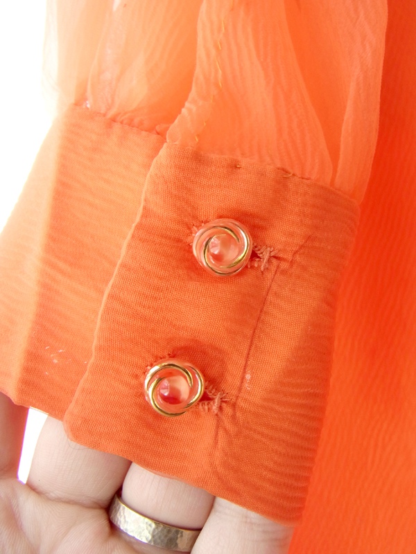 フランス買い付け ６０年代製 レッド シフォン生地　可愛らしいレトロシルエット ワンピース 14FC314