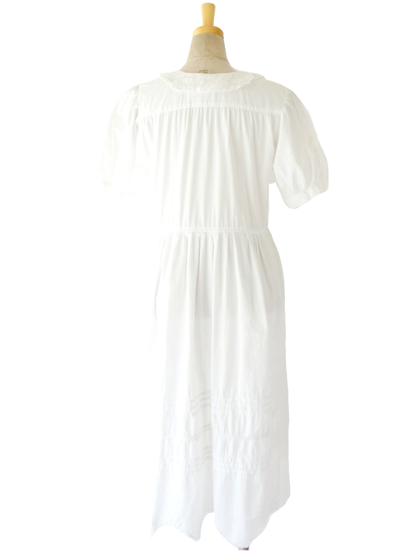 ヨーロッパ古着 フランス買い付け ホワイト 花透かし模様 アンティークデザイン ワンピース 14FC419