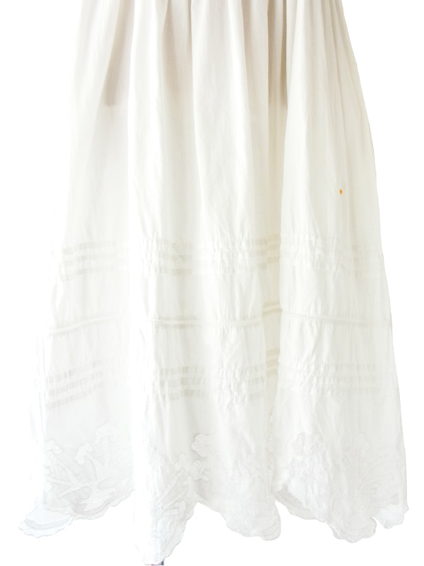 ヨーロッパ古着 フランス買い付け ホワイト 花透かし模様 アンティークデザイン ワンピース 14FC419