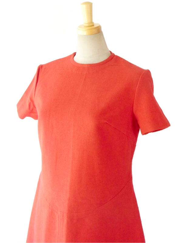 ヨーロッパ古着 フランス買い付け 60年代製 レッド Aラインシルエット ヴィンテージ ウール ワンピース 14FC504