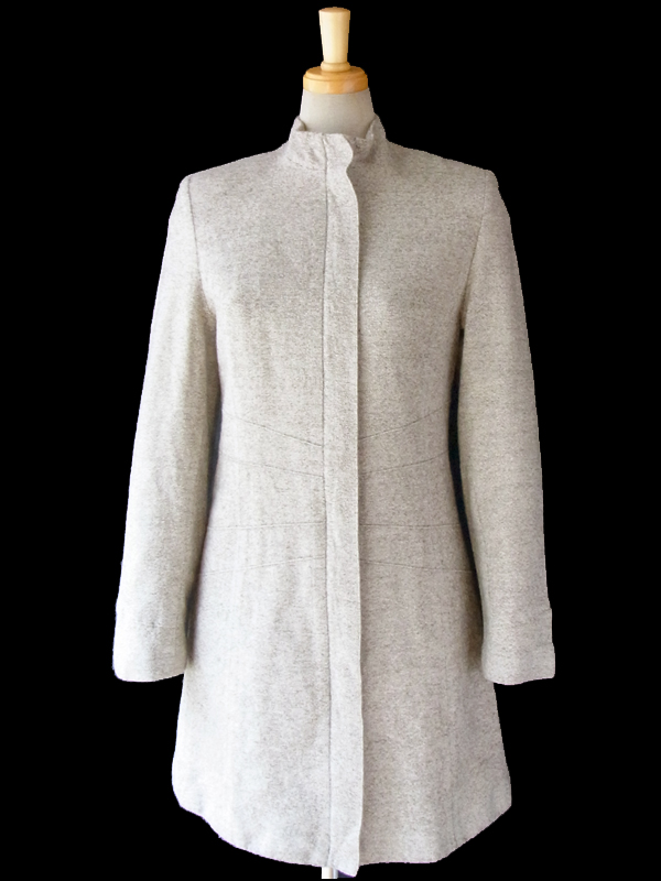 ヨーロッパ古着 ロンドン買い付け ライトグレイ X フロントジップアップ ヴィンテージ ウール ワンピース 15BS314