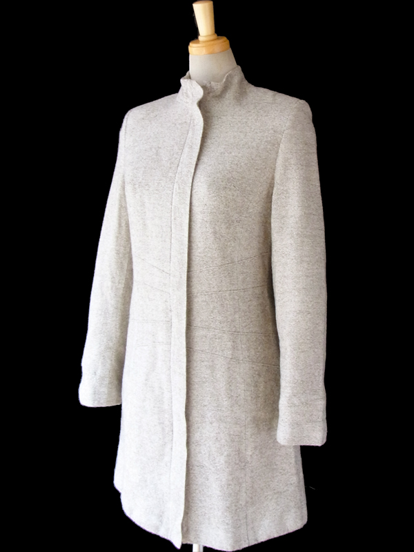 ヨーロッパ古着 ロンドン買い付け ライトグレイ X フロントジップアップ ヴィンテージ ウール ワンピース 15BS314