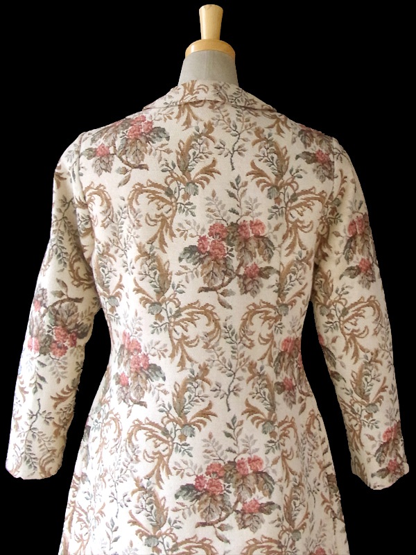 ヨーロッパ古着 ロンドン買い付け 60年代製 ベージュ コブラン織り 花柄 ヴィンテージ コート 15BS324
