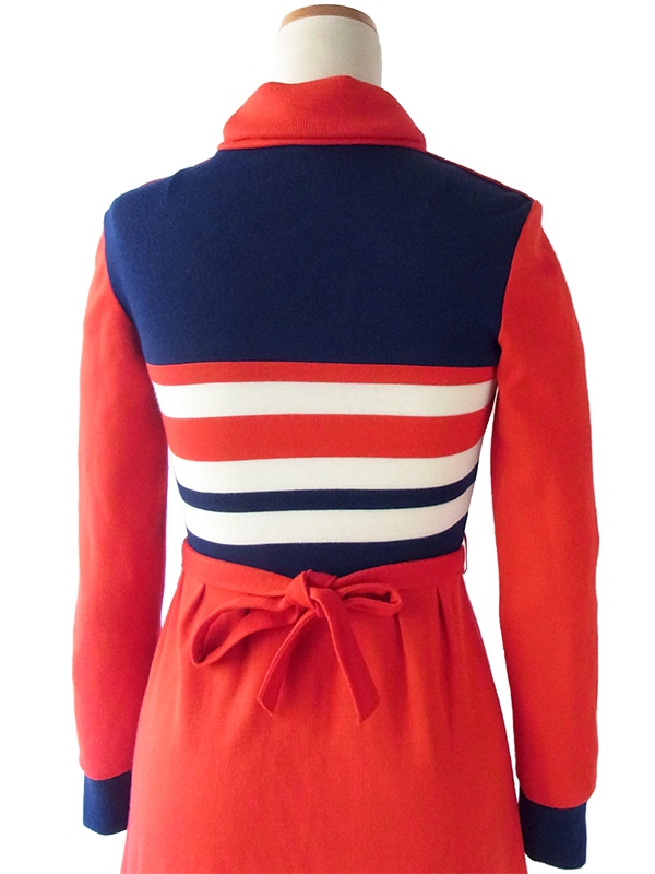 ヨーロッパ古着 ロンドン買い付け 60年代製 トリコロール ロールネック ヴィンテージ ワンピース 15BS401