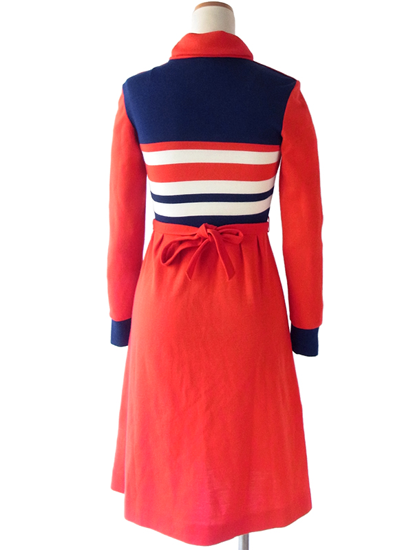 ヨーロッパ古着 ロンドン買い付け 60年代製 トリコロール ロールネック ヴィンテージ ワンピース 15BS401