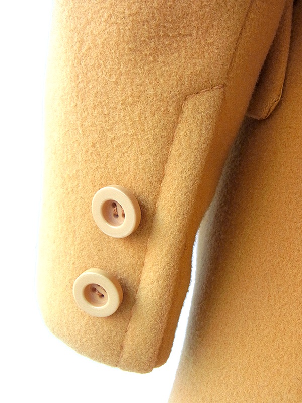 【送料無料】ロンドン買付 ６０年代製 マスタードイエロー X 共布ベルト付き ヴィンテージ メルトンコート 15BS436【ヨーロッパ古着】