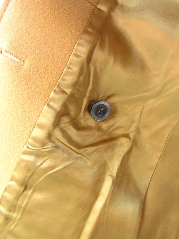 【送料無料】ロンドン買付 ６０年代製 マスタードイエロー X 共布ベルト付き ヴィンテージ メルトンコート 15BS436【ヨーロッパ古着】