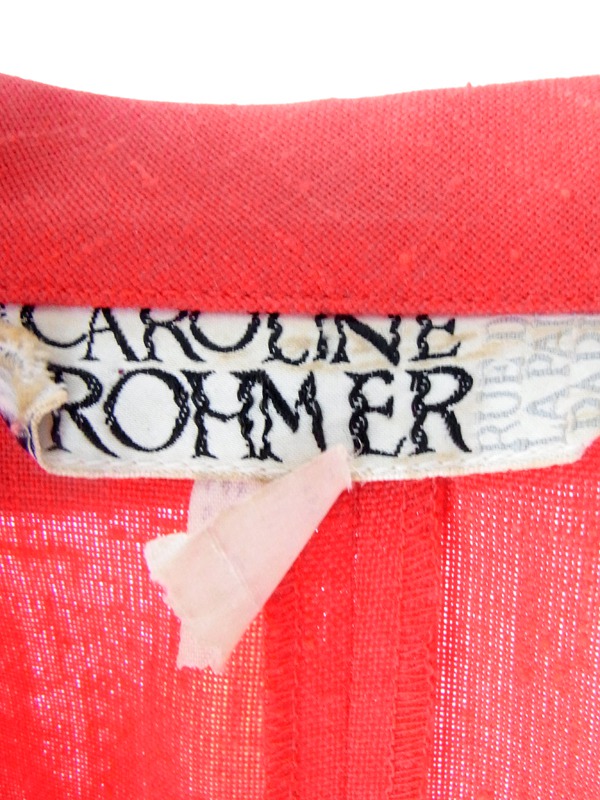 ヨーロッパ古着 ７０年代フランス製 CAROLINE RHOMER レッド X ホワイト ステッチ ジップアップ ヴィンテージ ワンピース 15FC023