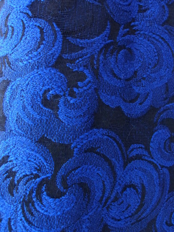 ヨーロッパ古着 フランス買い付け 60年代製 ブルー X ブラック 花柄織り エレガントシルエット ヴィンテージ ドレス 15FC309