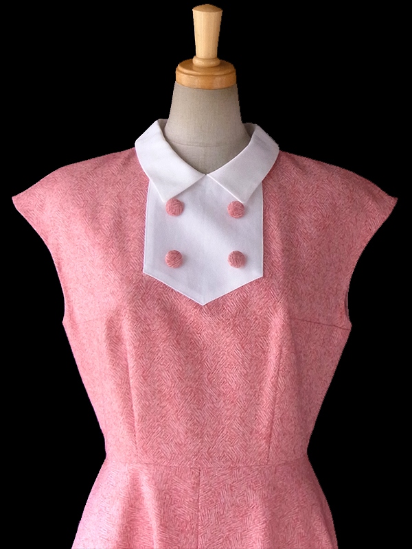 未使用品　デッドストック レッド X ホワイト おとなかわいい上品ワンピース 15OD1217