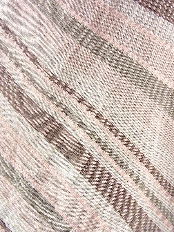 未使用品　ライトベージュ X バイアス柄 サーキュラーカラー リボンベルト ワンピース 15OD1217