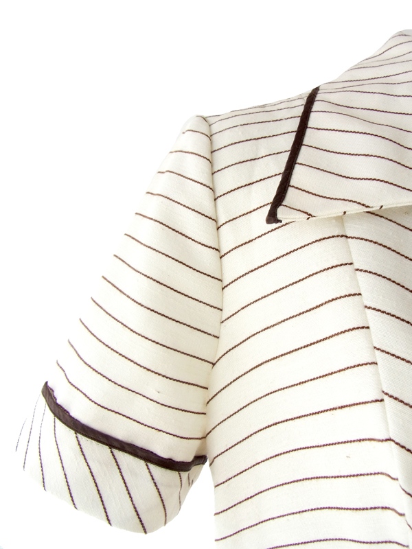 ヨーロッパ古着 ロンドン買い付け 70年代製 ホワイト X ブラウン バイアス ステッチ ヴィンテージ ワンピース 15OM010