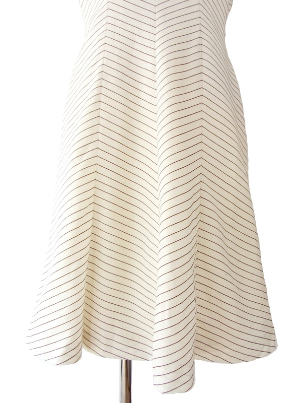 ヨーロッパ古着 ロンドン買い付け 70年代製 ホワイト X ブラウン バイアス ステッチ ヴィンテージ ワンピース 15OM010