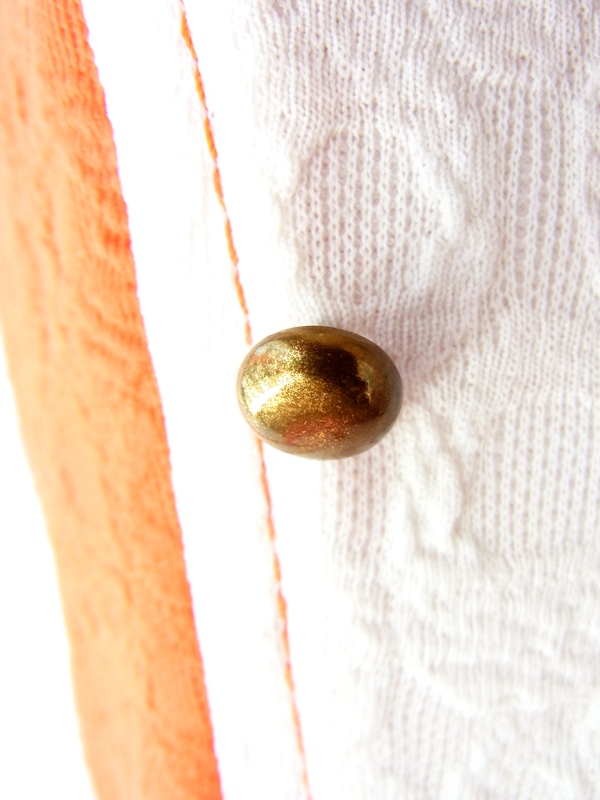 ヨーロッパ古着 ロンドン買い付け 60年代製 オレンジ X ホワイト生地切替 ゴールドボタン レトロ ワンピース 15OM103