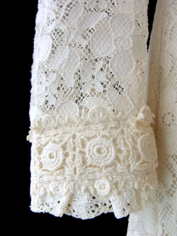 【送料無料】70年代アメリカ製 アイボリー 花柄総レース ヴィンテージ マキシドレス 15SP017【フェミニン】