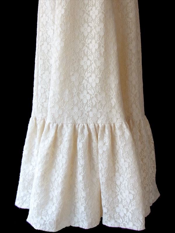 【送料無料】70年代アメリカ製 アイボリー 花柄総レース ヴィンテージ マキシドレス 15SP017【フェミニン】