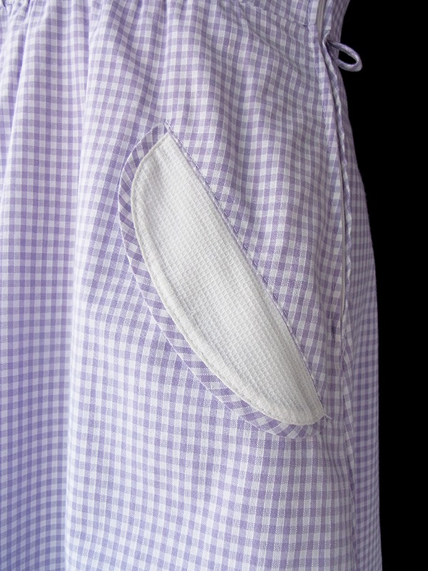 ヨーロッパ古着 ロンドン買い付け 60年代製 ラベンダー X ギンガムチェック ホワイト生地切り返し ワンピース 16BS112