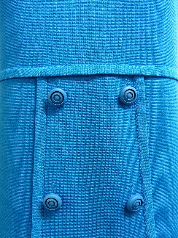 ヨーロッパ古着 60年代イタリア製 ターコイズブルー X デザインボタン ヴィンテージ モッズ ワンピース 16BS126