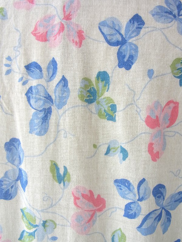 ヨーロッパ古着 ロンドン買い付け 60年代製 ホワイト X 水色・ピンク 花柄 ヴィンテージ ワンピース 16BS210