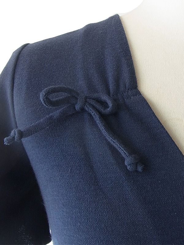 ヨーロッパ古着 ロンドン買い付け 60年代製 ネイビー X レトロデザイン デッドストック ワンピース 16BS217