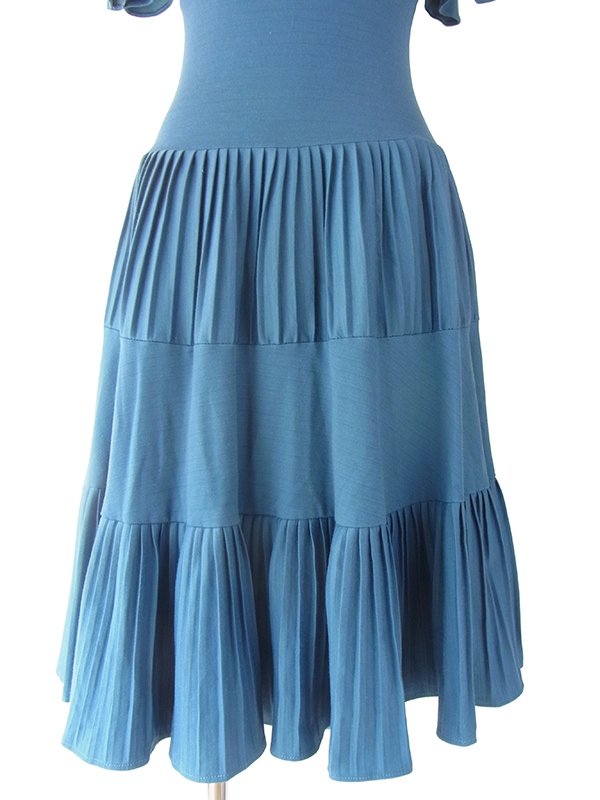 ヨーロッパ古着 ロンドン買い付け 60年代製 スモーキーブルー X レトロデザイン デッドストック ワンピース 16BS219