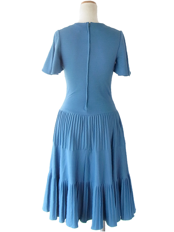 ヨーロッパ古着 ロンドン買い付け 60年代製 スモーキーブルー X レトロデザイン デッドストック ワンピース 16BS219