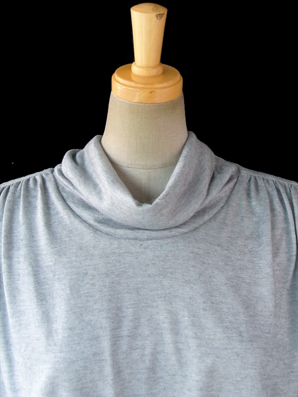 ヨーロッパ古着 ロンドン買い付け Betty Barclay 70年代製 グレイ X 後襟リボン レトロ ワンピース 16BS403