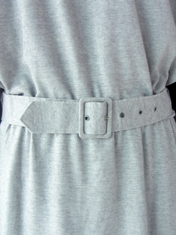 ヨーロッパ古着 ロンドン買い付け Betty Barclay 70年代製 グレイ X 後襟リボン レトロ ワンピース 16BS403