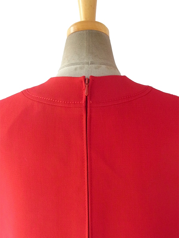 ヨーロッパ古着 ロンドン買い付け 60年代製 レッド X ビッグステッチ ベルト付き ウール ワンピース 16BS411