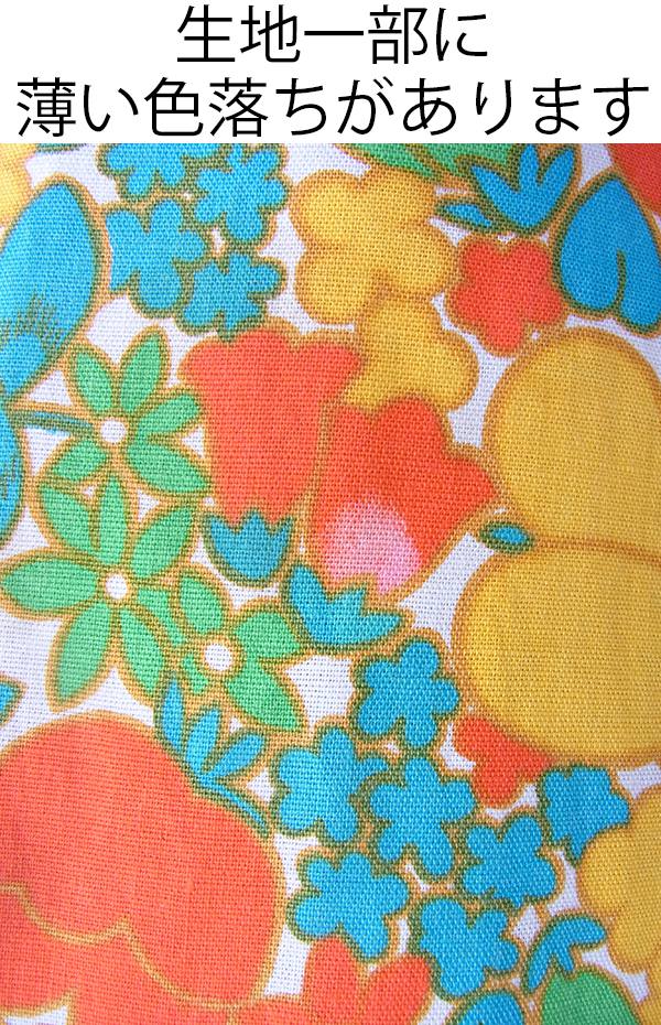 ヨーロッパ古着 フランス買い付け 60年代製 レッド X カラフル花柄 フロントジップ レトロ ワンピース 16FC204